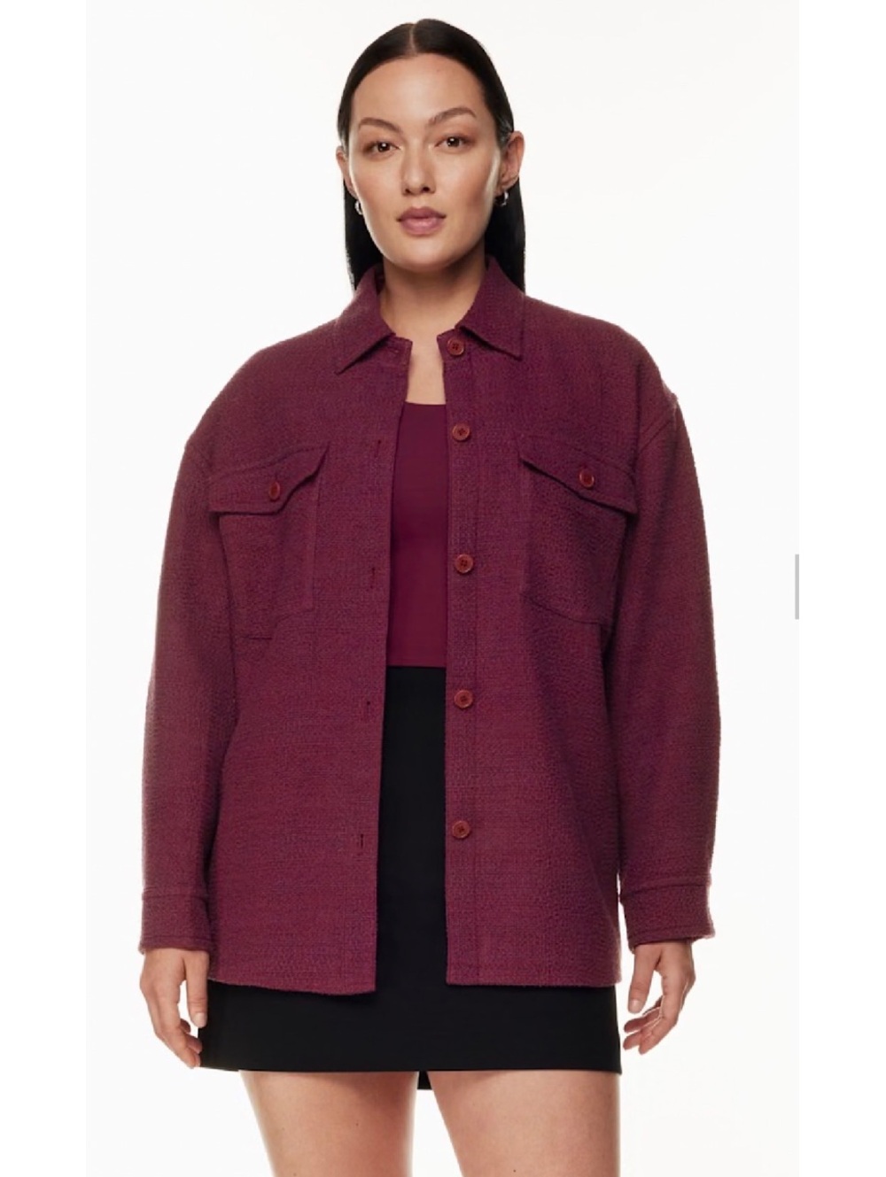 Aritiza Babaton Pink Textured Button Front Shirt Jacket S-M